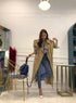 Lapel tie striped trench coat - ROUTINE FASHION